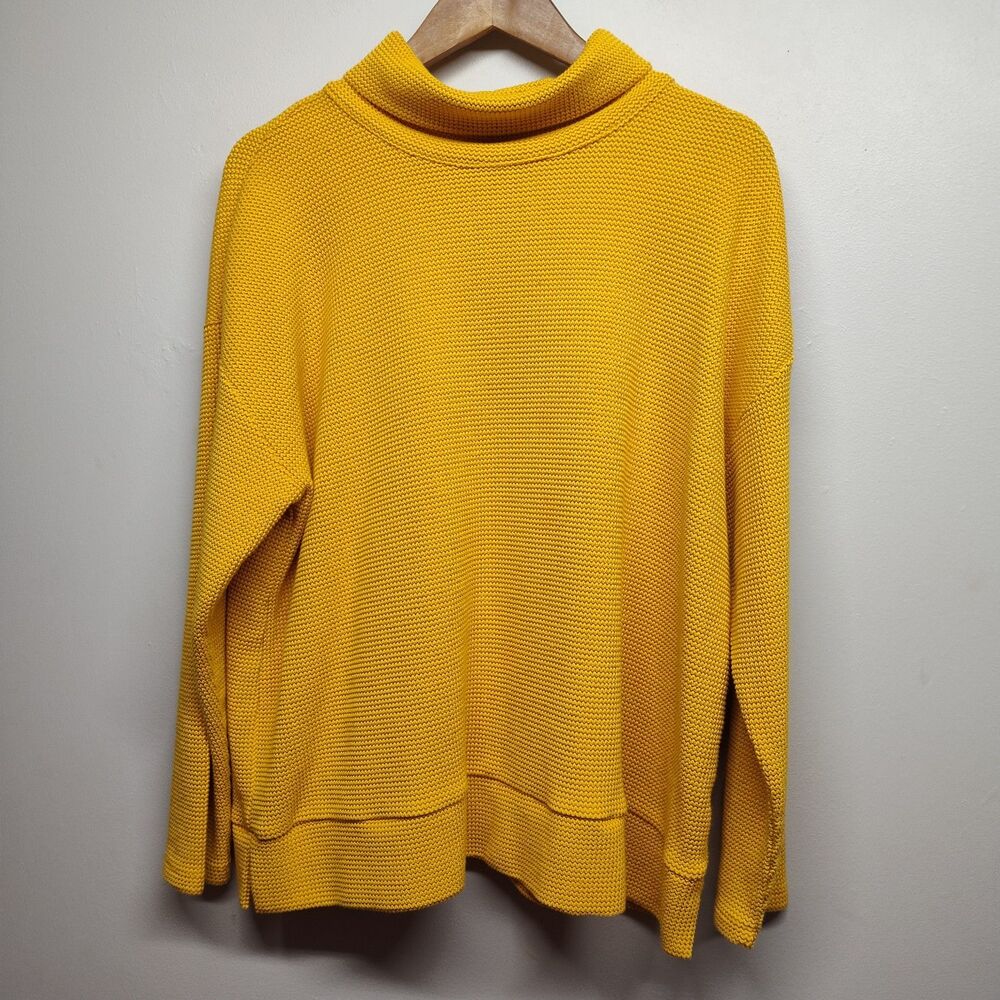 Talbots Pullover Sweater Women Size 2X Yellow Textured High Neck Modest Casual